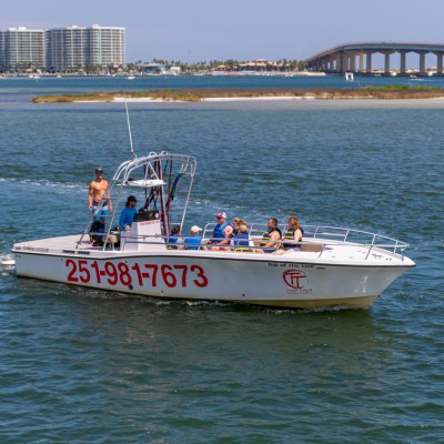 a small boat in a large body of water