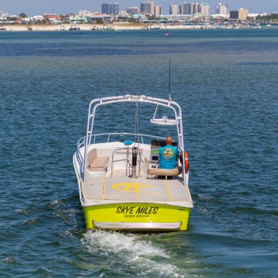 a small boat in a body of water