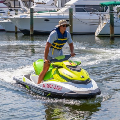 a man on a jet ski