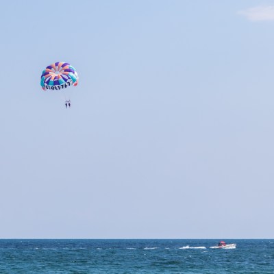 two people parasailing